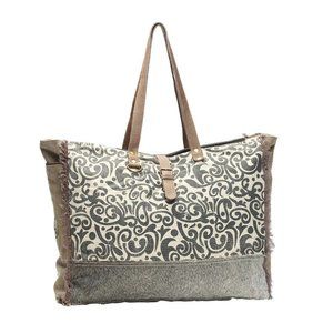 Myra Bag Floral Print Weekend Tote Hairon Leather